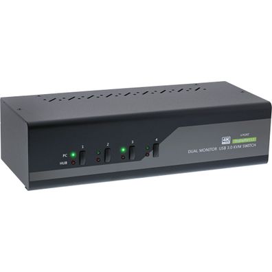 InLine® KVM Desktop Switch, 4-fach, Dual-Monitor DisplayPort 1.2, 4K, USB 3.0, A