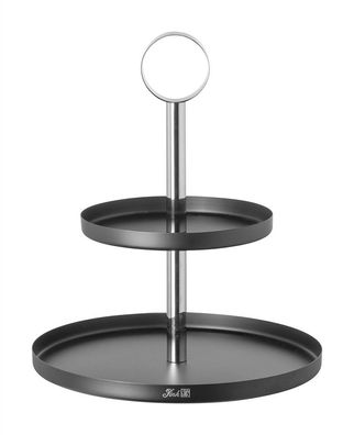 Fink BILBAO, 2er Etagere, Edelstahl , pulverbeschichtet, glatt, schwarz, silberfar