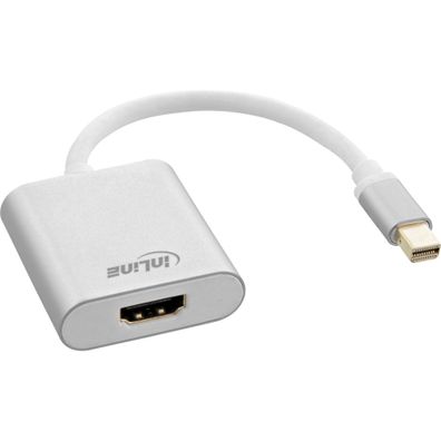 InLine® Mini DisplayPort HDMI Adapterkabel Aluminium mit Audio, 4K/60Hz, weiß, 0