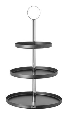 Fink BILBAO, 3er Etagere, Edelstahl , pulverbeschichtet, glatt, schwarz, silberfar