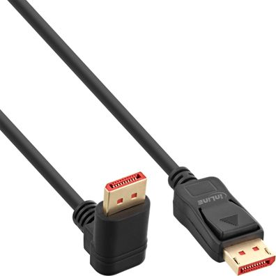 InLine® DisplayPort 1.4 Kabel, 8K4K, nach unten gewinkelt, schwarz/gold, 3m