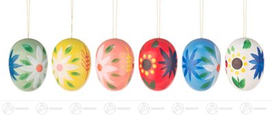 Ostern &amp; Frühjahr Behang Ostereier mit Blumenmotiven (6) H=ca 4,5 cm NEU