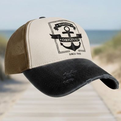 Maritimer Klassiker - Detailreiches Baseball-Cap mit Anker-Motiv