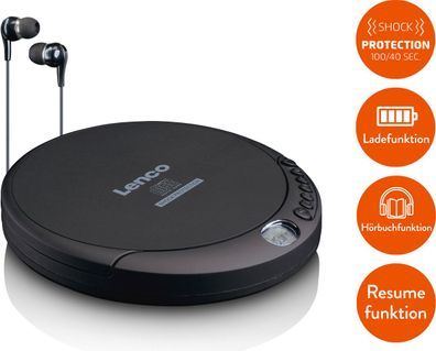 LENCO CD-200 portabler CD Player/ Discman, schwarz