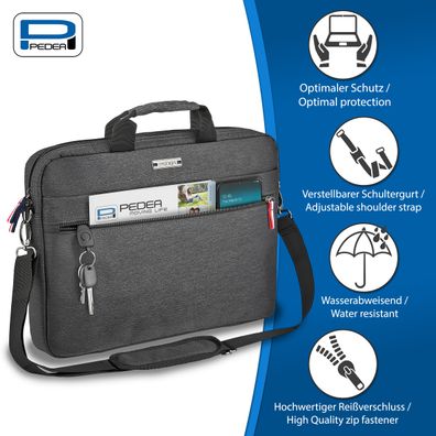 PEDEA Laptoptasche URBAN slim 43,9cm (17,3Zoll), grau
