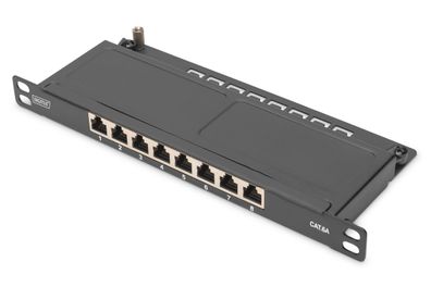 Digitus Cat.6A Patch Panel geschirmt, 8-Port, 0,5 HE, schwarz