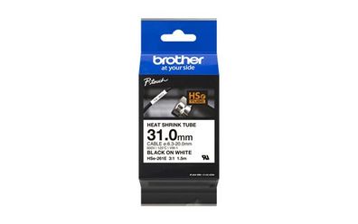Brother HSe-261E Schrumpfschlauch schwarz auf weiß (31 mm)