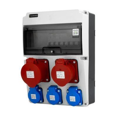 Baustromverteiler CEE 32A 16A JUN-S 3x230V Stromverteiler Wandverteiler Doktorvolt