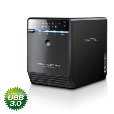 Fantec QB-35US3R Gehäuse 4x 3,5Zoll USB3.0/eSATA mit RAID, schwarz, für SATA HDD