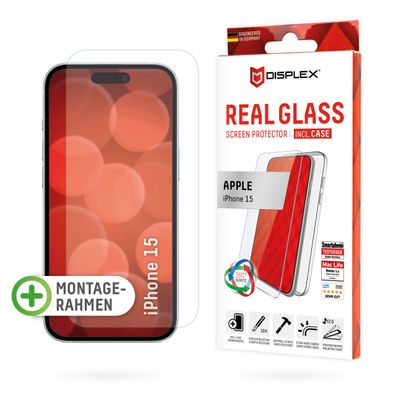 Displex Panzerglas 10H inklusive Handyhülle transparent für iPhone 15