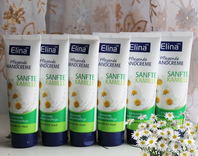 6x75ml Elina sanfte Kamille pflegende Handcreme schützende Feuchtigkeitspflege