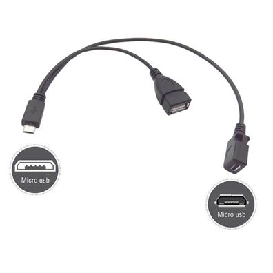 M00 Micro USB Stecker auf USB 2.0 A Buchse + Micro USB Buchse Splitter OTG Kabel 30cm