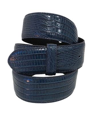 umjuBELT Wechselgürtel Reptile Blue Blau glänzend Echt Leder 80 85 90 95 100
