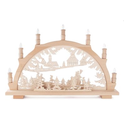 Schwibbogen mit Winterkindern elektrisch beleuchtet BxH 57x38cm NEU Lichterbogen