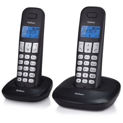 Profoon PDX-1120 - DECT-Telefon mit 2 Mobilteilen, schwarz