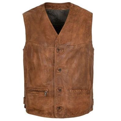 Maddox - Herren Echtleder Lederweste Weste Lammnappa whisky cognac