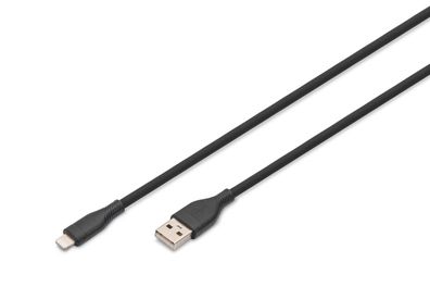 Digitus Lightning Silikon kabel, USB-A - Lightning 2m, schwarz