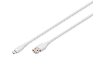 Digitus Lightning Silikon Kabel, USB-A - Lightning 1m, weiß