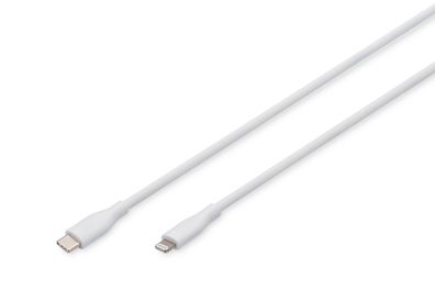 Digitus Lightning Silikon Kabel, USB-C - Lightning, 1m, weiß
