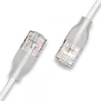 wantecWire eGlow Slim UTP Patchkabel CAT6a, weiss, L 0,30 m