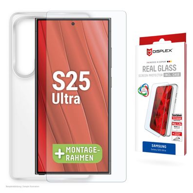 Displex Panzerglas 10H inklusive Handyhülle transparent für Samsung Galaxy S25 U