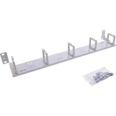 InLine® 19Zoll Kabelführungspanel, 5 Kunststoffbügel horizontal, RAL 7035, grau