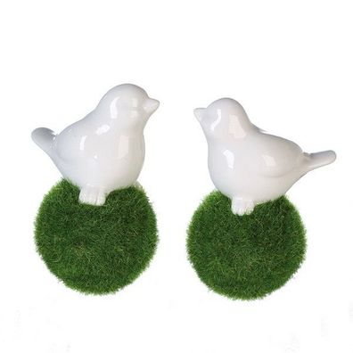 Ostern Frühjahr Hochzeit DEKO*2er*Set Porzellan Vogel auf Graskugel 11cm*