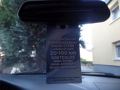 50x Spiegelanhänger Radschrauben / Radmuttern 20-100km nachziehen