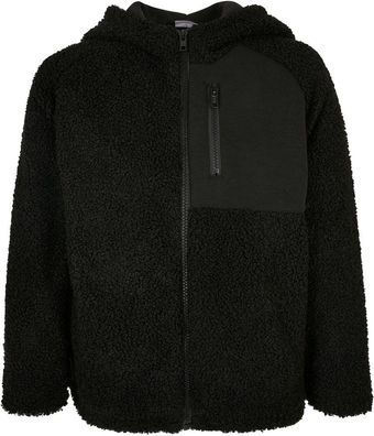Urban Classics Jungen Jacke Boys Hooded Sherpa Zip Jacket Black