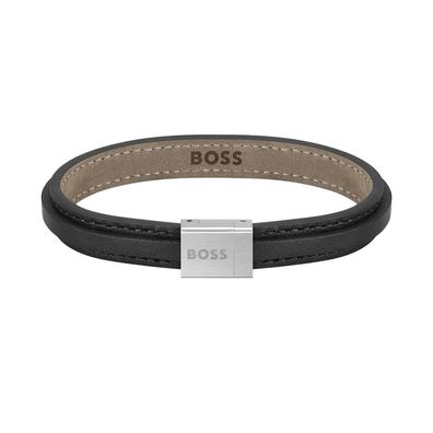 Schwarzes Lederarmband für Männer Grover 1580328 - Länge: 18 cm