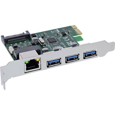 InLine® Combokarte Gigabit Netzwerk und USB 3.2 Gen.1, 1x RJ45, 3x USB-A