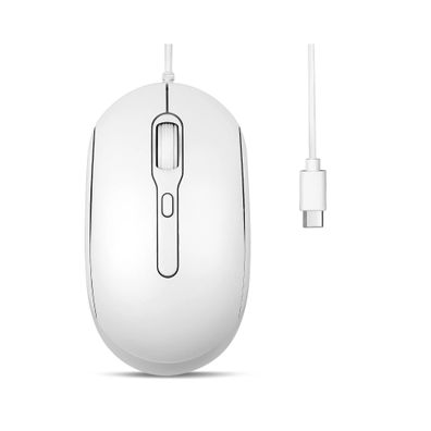 Perixx Perimice-222cw, Maus, optisch, 4 Tasten, Silent, USB-C, weiß