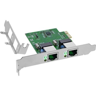 InLine® Dual Gigabit Netzwerkkarte, 2x RJ45 1Gb/s, PCIe x1, inkl. LP Slotblech