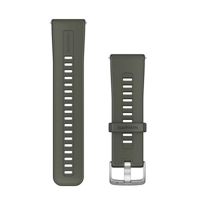 Garmin Ersatzarmband 24mm Silikon Moosgrün mit Edelst Silber