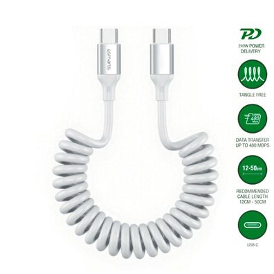 4smarts USB-C Spiralkabel 240W, weiß