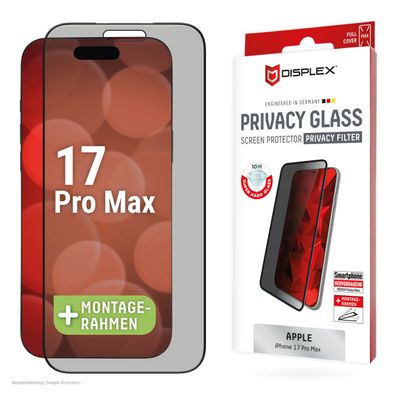 Displex Sichtschutz / Privacy Panzerglas vollflächig iPhone 17 Pro Max