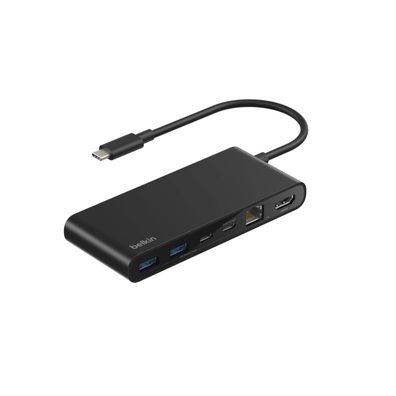 Belkin Connect 8-in-1 USB-C Hub mit Dual USB-C Ports - schwarz