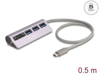Delock 3 Port USB 5 Gbps Hub inklusive SD und Micro SD Card Reader mit USB Type