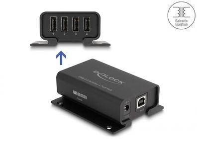 Delock 4 Port USB 2.0 Isolator Hub mit 5 kV Isolation für Datenleitung