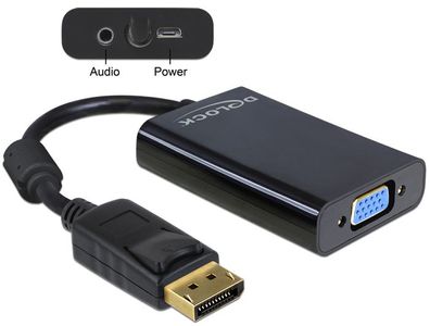 Delock Adapter Displayport 1.1 Stecker > VGA Buchse + Audio + Power