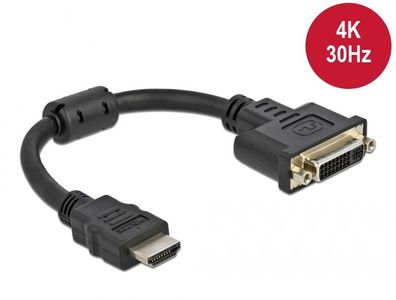 Delock Adapter HDMI Stecker zu DVI 24 + 5 Buchse 4K 30 Hz 20 cm