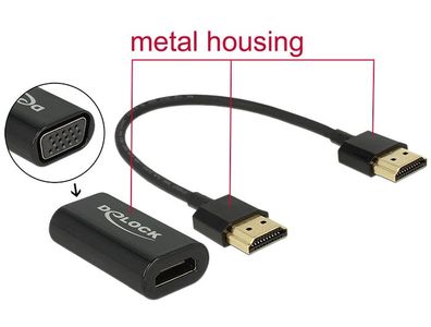Delock Adapter HDMI-A Buchse > VGA Buchse (screwless)