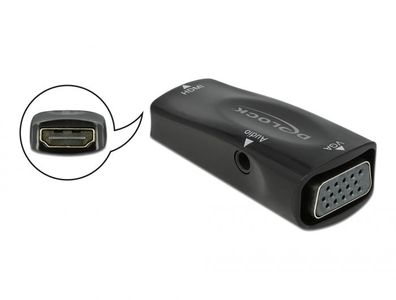 Delock Adapter HDMI-A Buchse zu VGA Buchse 1080p mit Audio