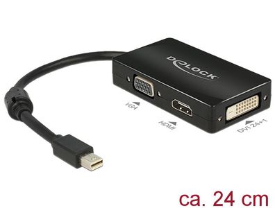 Delock Adapter mini Displayport 1.1 Stecker > VGA / HDMI / DVI Buchse Passiv