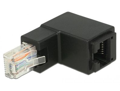 Delock Adapter RJ45 Stecker oben gewinkelt zu RJ45 Buchse Cat.6 UTP