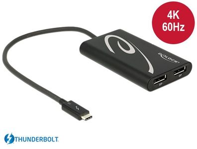 Delock Adapter Thunderbolt? 3 Stecker > 2 x Displayport Buchse 4K 60 Hz