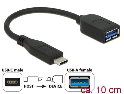 Delock Adapter USB 3.1 Gen 2 USB Type-C? Stecker > USB Typ-A Buchse 10 cm