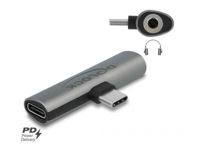 Delock Audio Adapter USB Type-C? zu Klinkenbuchse und USB Type-C? PD grau