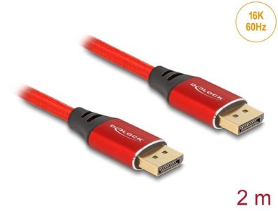 Delock DisplayPort Kabel 16K 60 Hz 2 m rot Metall
