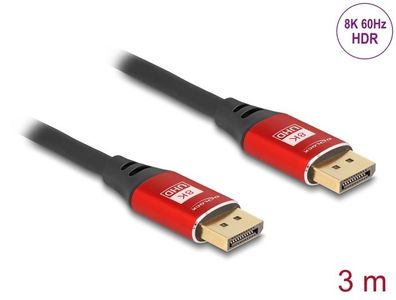 Delock DisplayPort Kabel 8K 60 Hz 3 m rot Metall